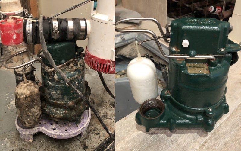 AJ Waterproofing Services pump service before and after